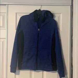 ZeroXposure long sleeved zip up fleece hoodie.